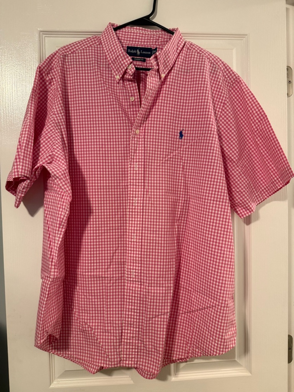 Ralph Lauren Pink Gingham Button-Down Short Sleeve Shirt